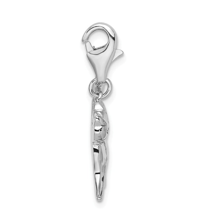 Million Charms 925 Sterling Silver Rhodium-Plated Scary Cat With With Lobster Clasp Charm