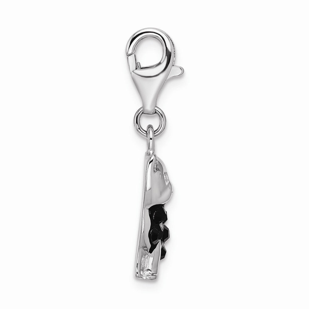 Million Charms 925 Sterling Silver Rhodium-Plated Enameled Crystal Cat With Lobster Clasp Charm