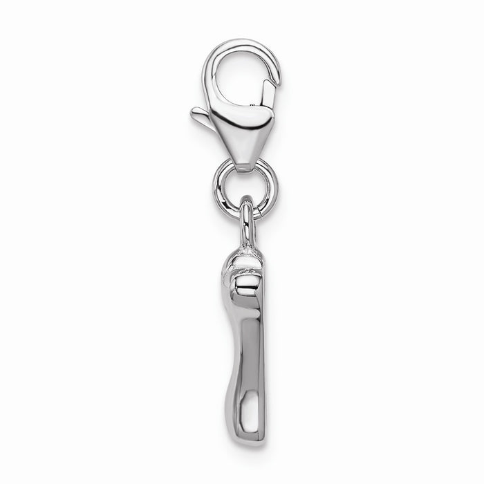 Million Charms 925 Sterling Silver With Rhodium-Plated Polished Dog Bone With Lobster Clasp Charm