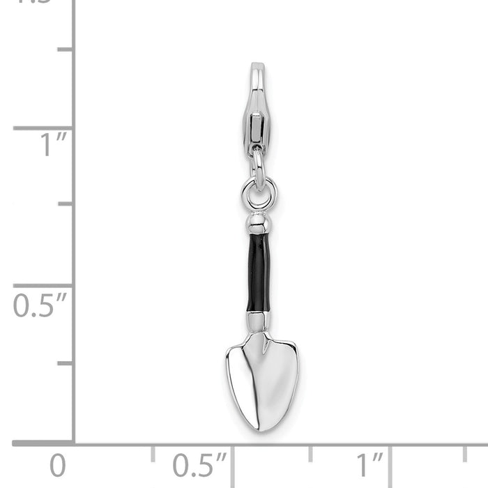 Million Charms 925 Sterling Silver With Rhodium-Plated 3-D Enameled Garden Trowel With Lobster Clasp Charm