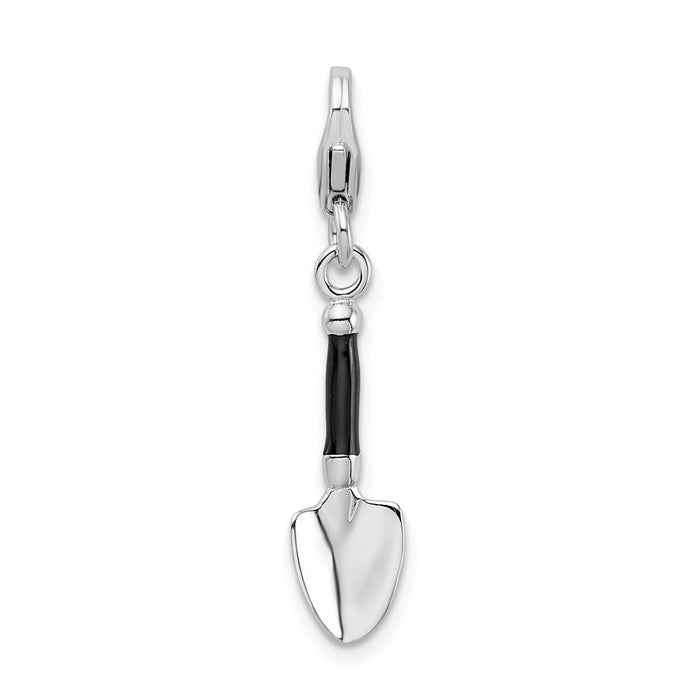 Million Charms 925 Sterling Silver With Rhodium-Plated 3-D Enameled Garden Trowel With Lobster Clasp Charm