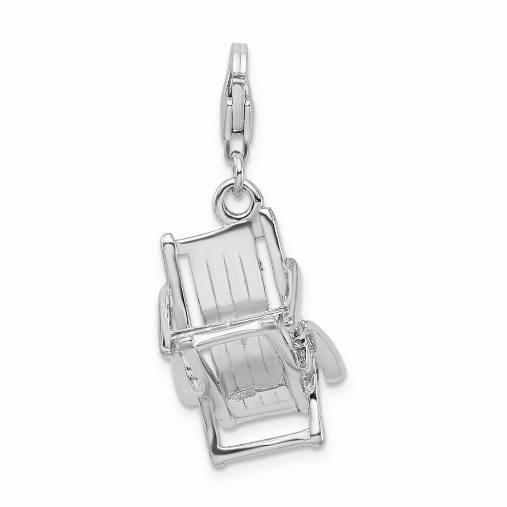 Million Charms 925 Sterling Silver With Rhodium-Plated 3-D Enamel Beach Chair With Lobster Clasp Charm
