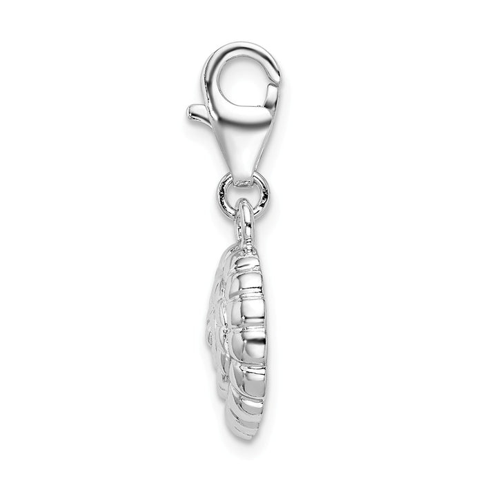 Million Charms 925 Sterling Silver Rhodium-Plated Polished Shell With Lobster Clasp Charm