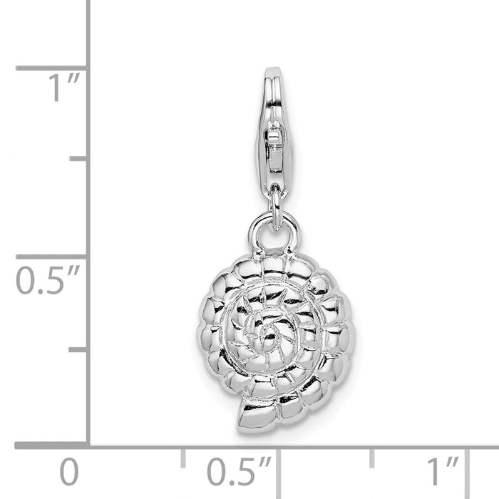 Million Charms 925 Sterling Silver Rhodium-Plated Polished Shell With Lobster Clasp Charm