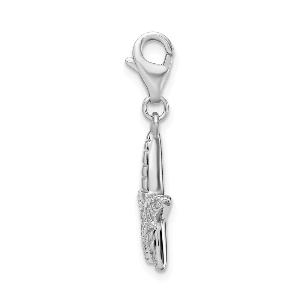 Million Charms 925 Sterling Silver Rhodium-Plated Polished Nautical Starfish With Lobster Clasp Charm