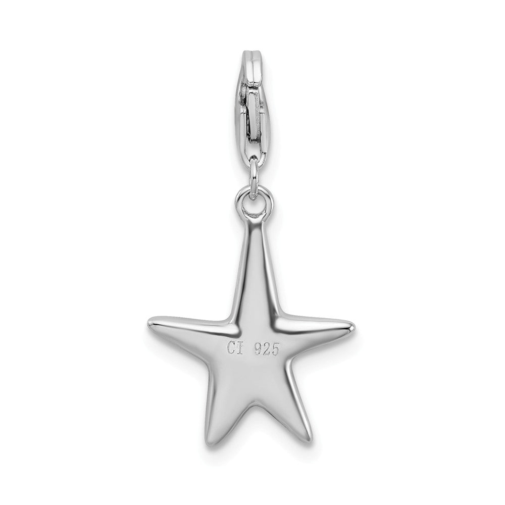 Million Charms 925 Sterling Silver Rhodium-Plated Polished Nautical Starfish With Lobster Clasp Charm