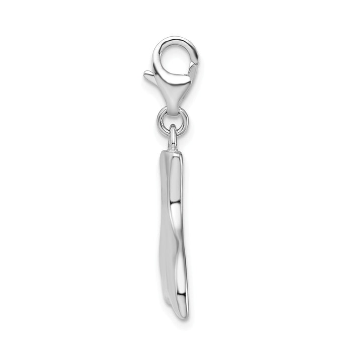 Million Charms 925 Sterling Silver With Rhodium-Plated Polished Whale Tail With Lobster Clasp Charm