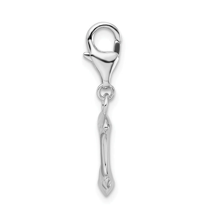 Million Charms 925 Sterling Silver With Rhodium-Plated 3-D Polished Nautical Anchor With Lobster Clasp Charm