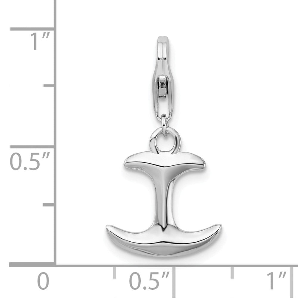 Million Charms 925 Sterling Silver With Rhodium-Plated 3-D Polished Nautical Anchor With Lobster Clasp Charm