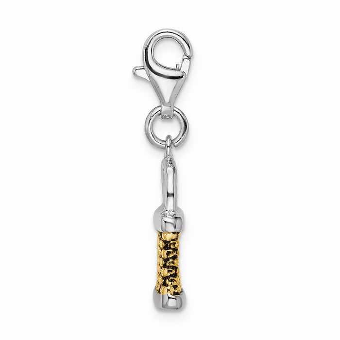 Million Charms 925 Sterling Silver Gold-Plated 3-D Fishing Basket With Lobster Clasp Charm