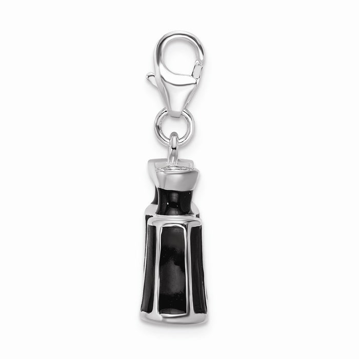 Million Charms 925 Sterling Silver With Rhodium-Plated Enamel Binocular With Lobster Clasp Charm