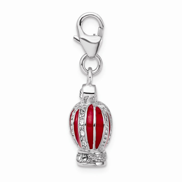 Million Charms 925 Sterling Silver With Rhodium-Plated Swarovski Crystals & Red Enamel Crown With Lobster Charm