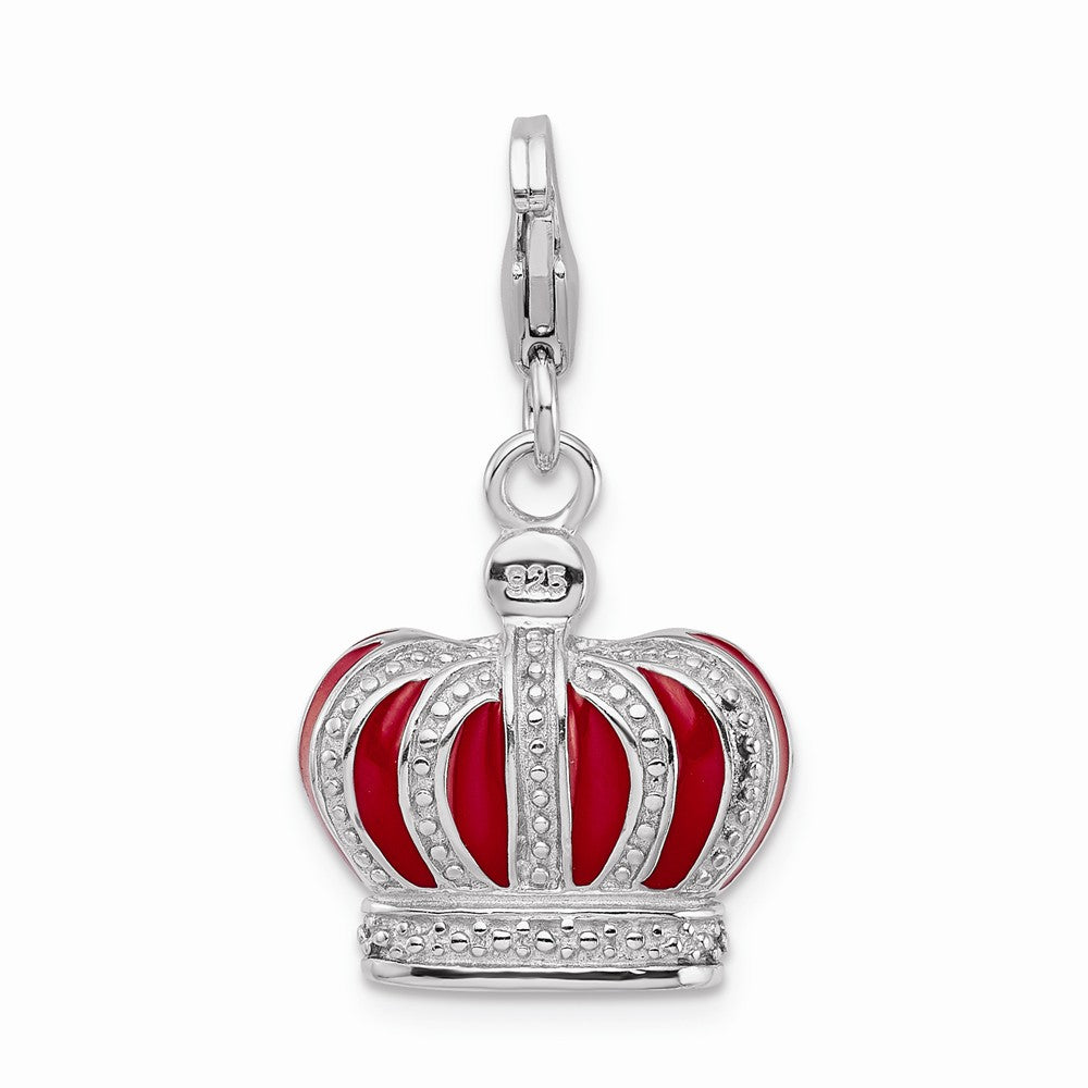 Million Charms 925 Sterling Silver With Rhodium-Plated Swarovski Crystals & Red Enamel Crown With Lobster Charm