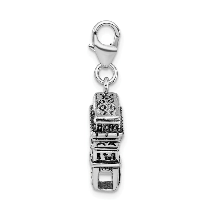 Million Charms 925 Sterling Silver With Rhodium-Plated 3-D Enameled Arc De Triomphe With Lobster Clasp Charm