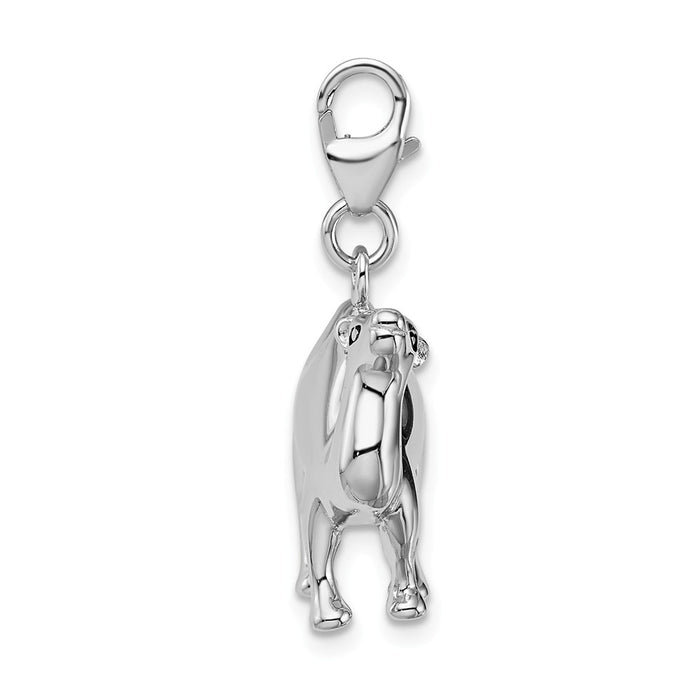 Million Charms 925 Sterling Silver Rhodium-Plated 3-D Camel With Lobster Clasp Charm