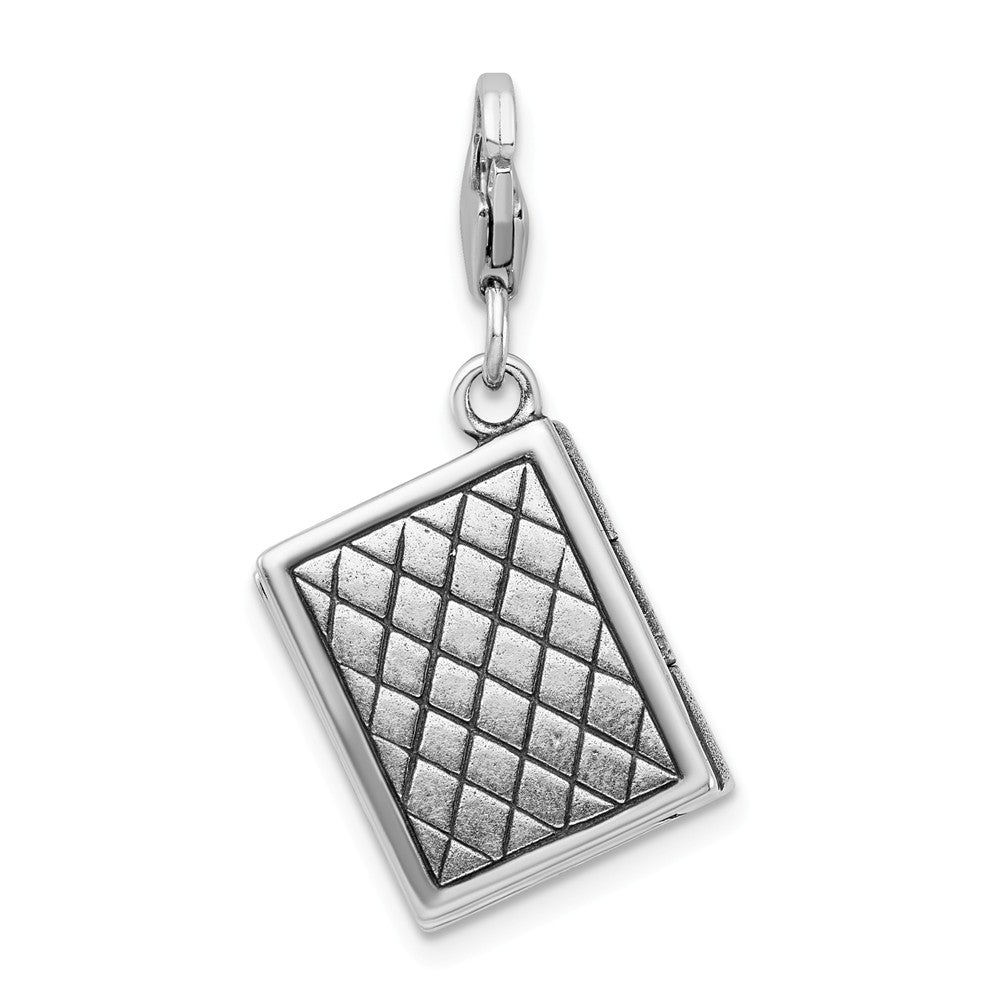 Million Charms 925 Sterling Silver 3-D Antiqued Spells Book With Lobster Clasp Charm