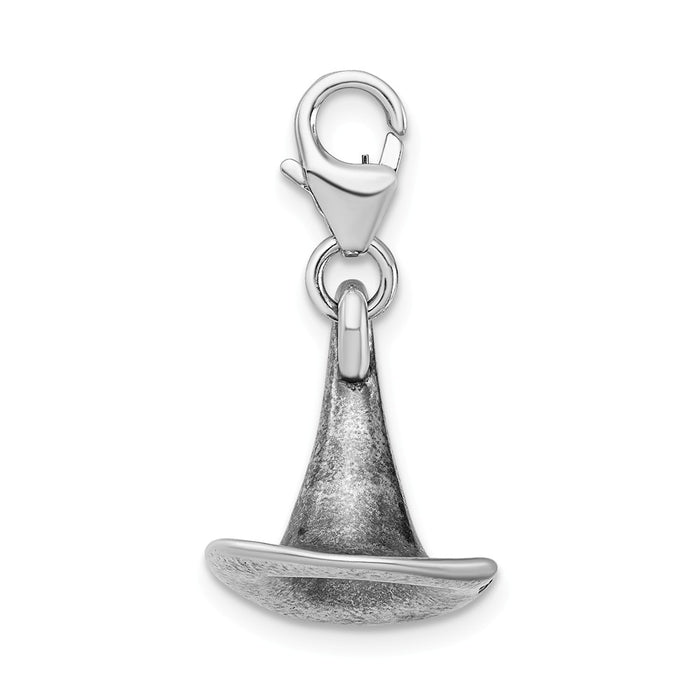 Million Charms 925 Sterling Silver 3-D Antiqued Witches Hat With Lobster Clasp Charm