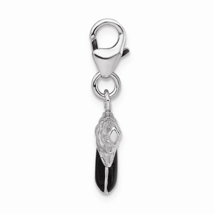 Million Charms 925 Sterling Silver Rhodium-Plated 3-D Enameled Pistol With Lobster Clasp Charm