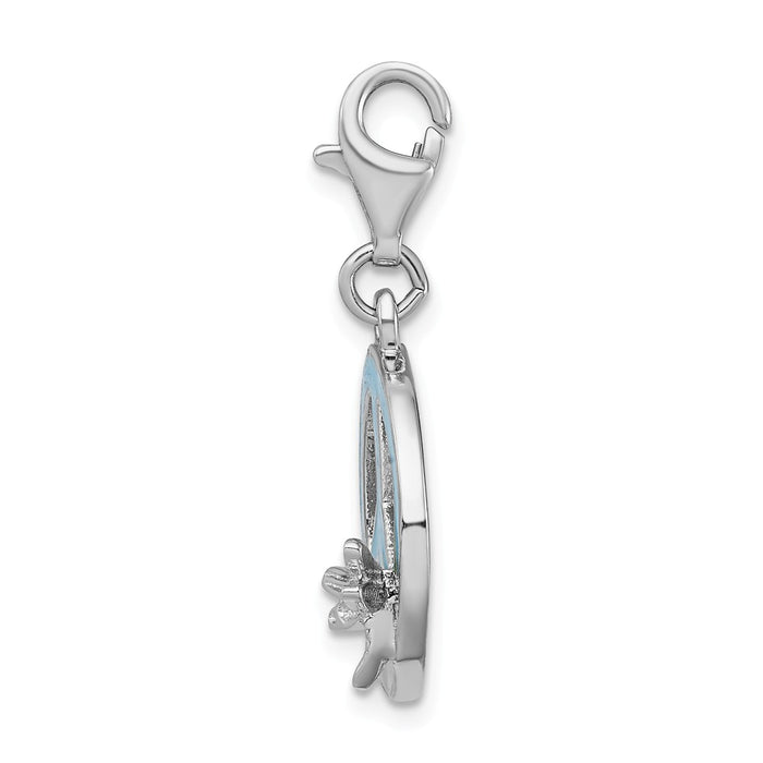 Million Charms 925 Sterling Silver With Rhodium-Plated Enamel Peace Sign With Dragonfly With Lobster Clasp Charm