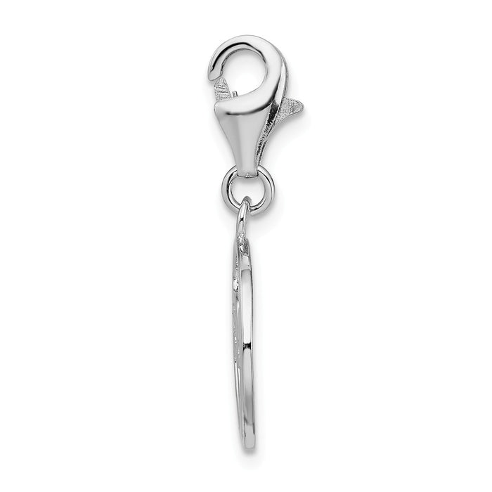 Million Charms 925 Sterling Silver With Rhodium-Plated Polished Love In Circle With Lobster Clasp Charm