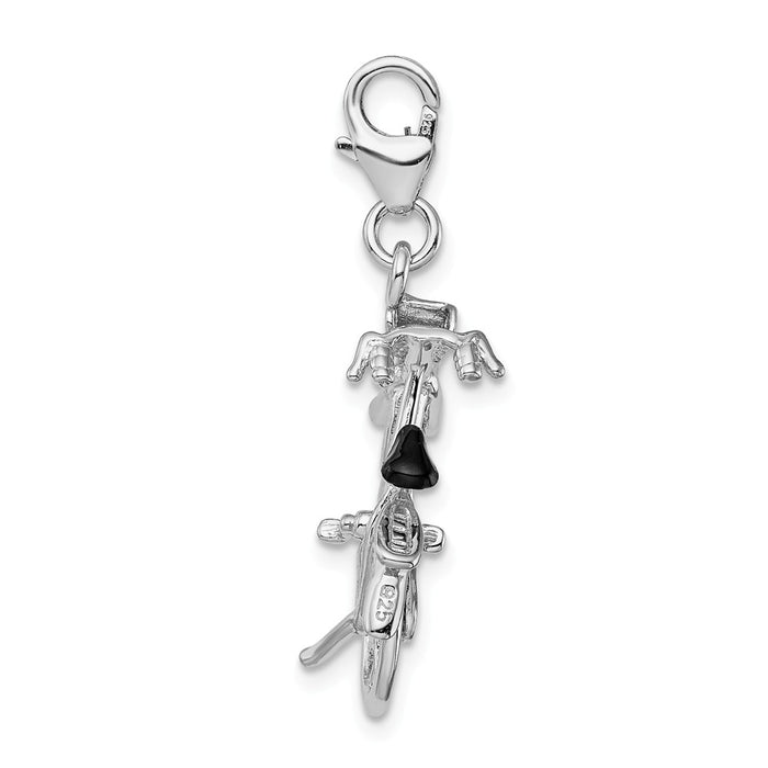 Million Charms 925 Sterling Silver With Rhodium-Plated 3-D Enameled Bicycle With Lobster Clasp Charm