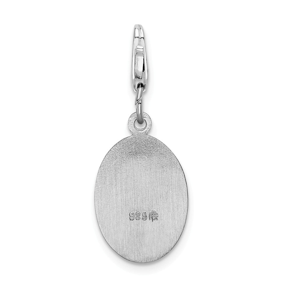 Million Charms 925 Sterling Silver With Rhodium-Plated Religious Saint Christopher Medal With Lobster Clasp Charm