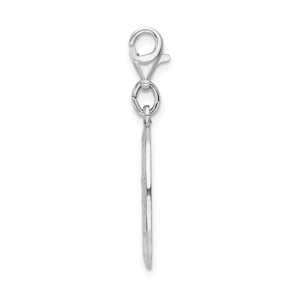 Million Charms 925 Sterling Silver With Rhodium-Plated Religious Saint Christopher Medal With Lobster Clasp Charm