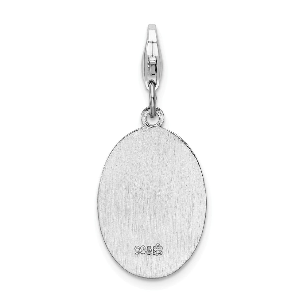 Million Charms 925 Sterling Silver With Rhodium-Plated Religious Saint Christopher Medal With Lobster Clasp Charm