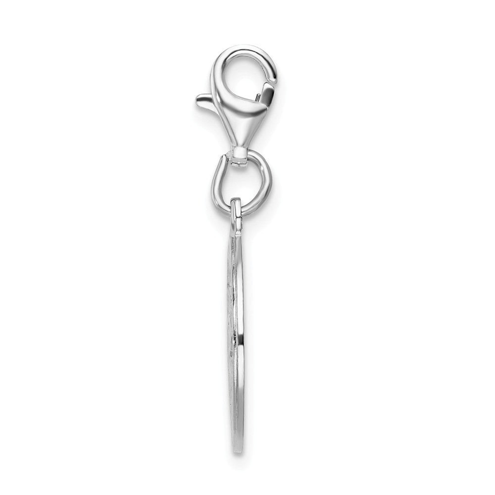 Million Charms 925 Sterling Silver With Rhodium-Plated Religious Saint Christopher Medal With Lobster Clasp Charm