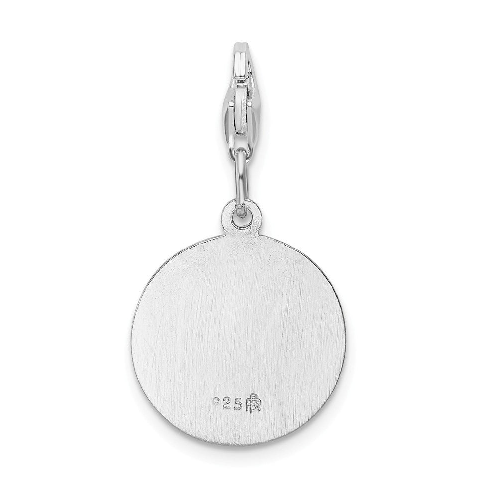 Million Charms 925 Sterling Silver With Rhodium-Plated Religious Saint Christopher Medal With Lobster Clasp Charm