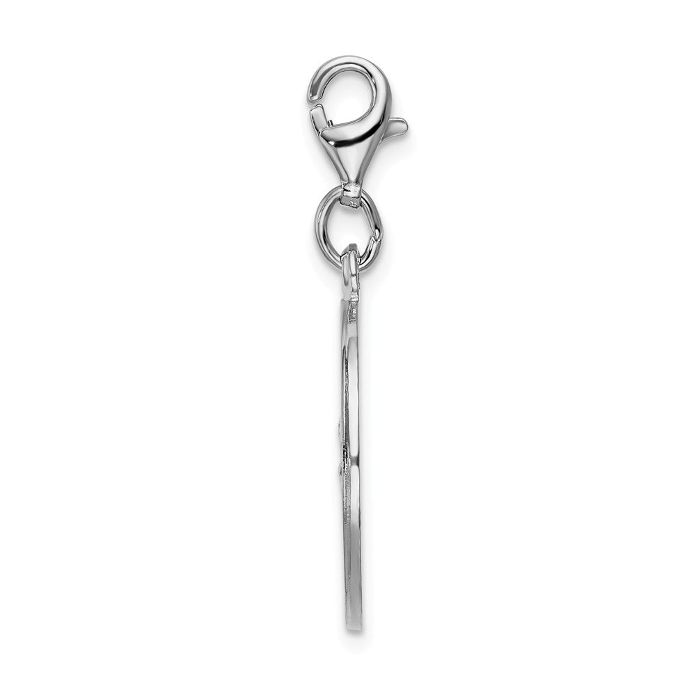 Million Charms 925 Sterling Silver With Rhodium-Plated Religious Saint Christopher Medal With Lobster Clasp Charm