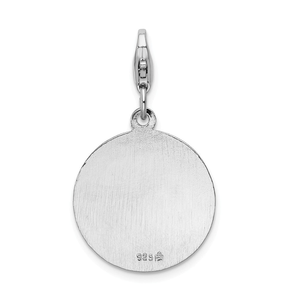 Million Charms 925 Sterling Silver With Rhodium-Plated Religious Saint Christopher Medal With Lobster Clasp Charm
