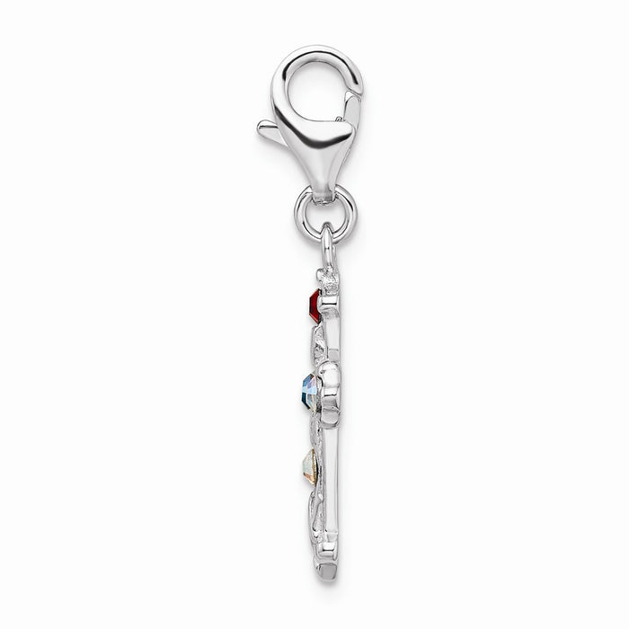 Million Charms 925 Sterling Silver Crystal Antiqued Relgious Cross With Lob. Clasp Charm