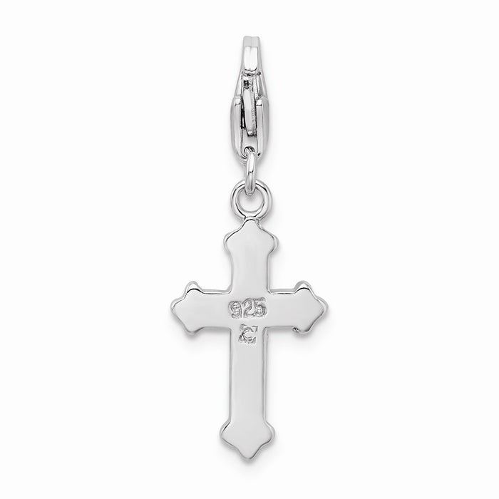 Million Charms 925 Sterling Silver Crystal Antiqued Relgious Cross With Lob. Clasp Charm