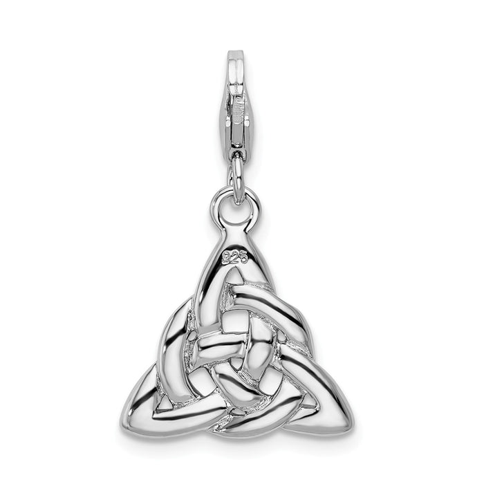 Million Charms 925 Sterling Silver With Rhodium-Plated Polished Trinity Knot With Lobster Clasp Charm