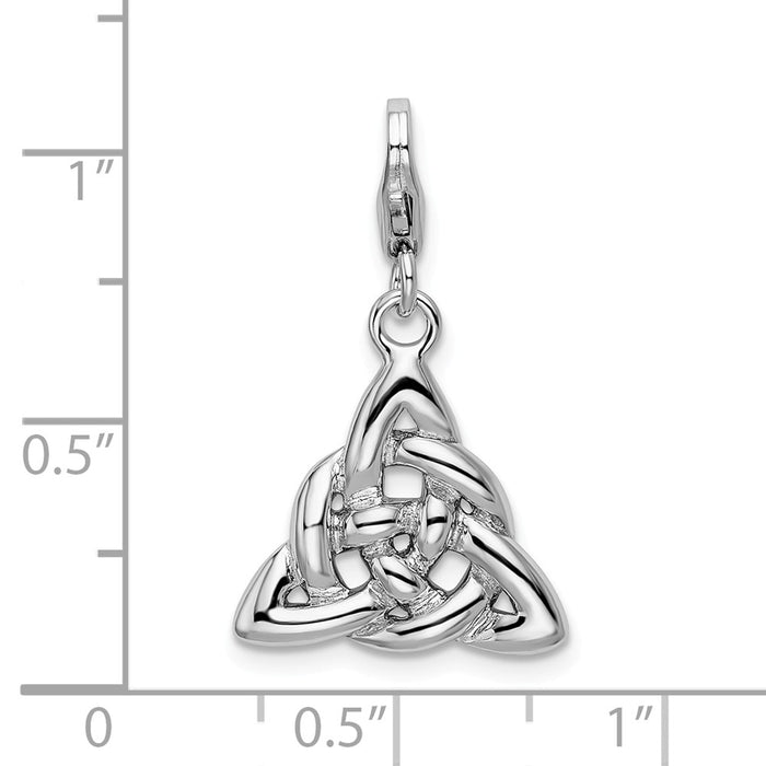 Million Charms 925 Sterling Silver With Rhodium-Plated Polished Trinity Knot With Lobster Clasp Charm