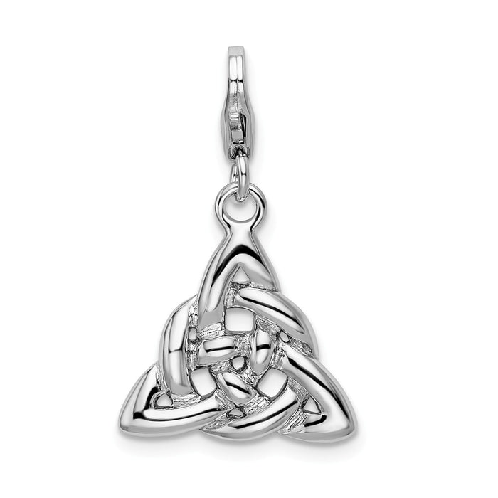 Million Charms 925 Sterling Silver With Rhodium-Plated Polished Trinity Knot With Lobster Clasp Charm