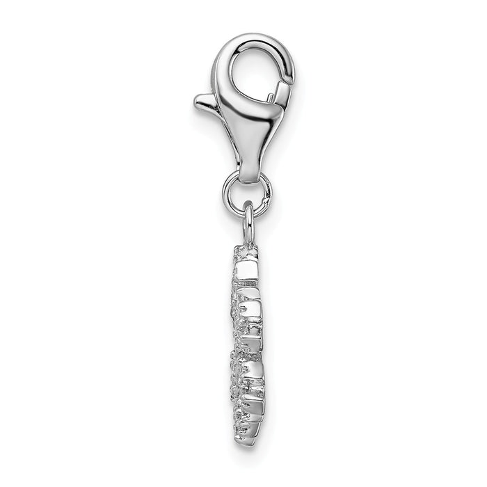 Million Charms 925 Sterling Silver Rhodium-Plated (Cubic Zirconia) CZ Snowflake With Lobster Clasp Charm