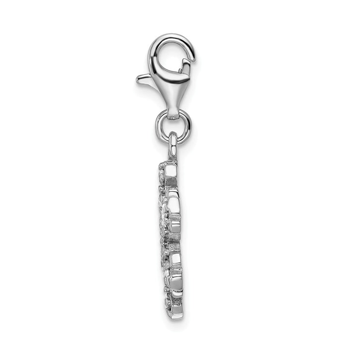 Million Charms 925 Sterling Silver With Rhodium-Plated Glass Stone Snowflake With Lobster Clasp Charm