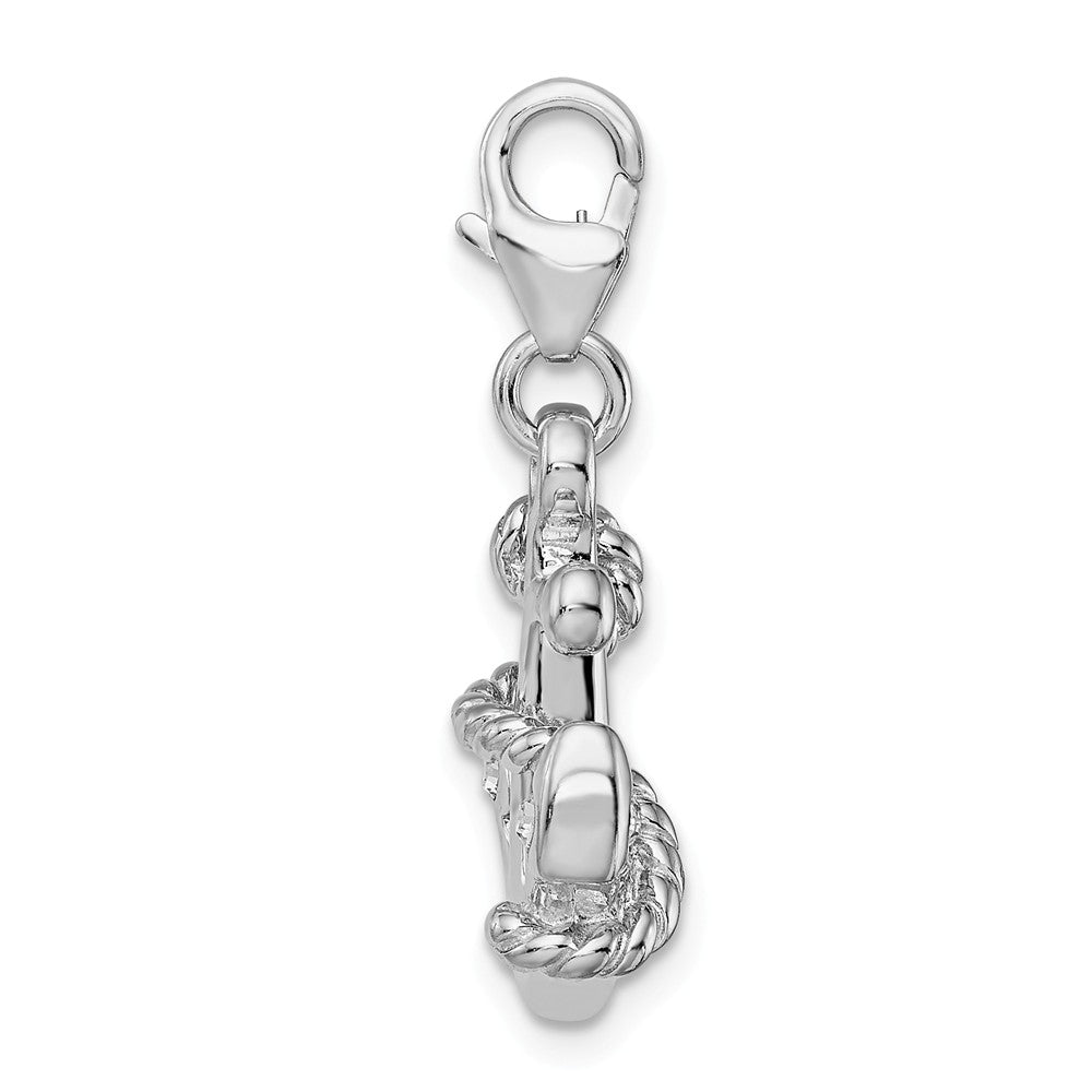 Million Charms 925 Sterling Silver With Rhodium-Plated 3-D Enameled Nautical Anchor With Lobster Clasp Charm