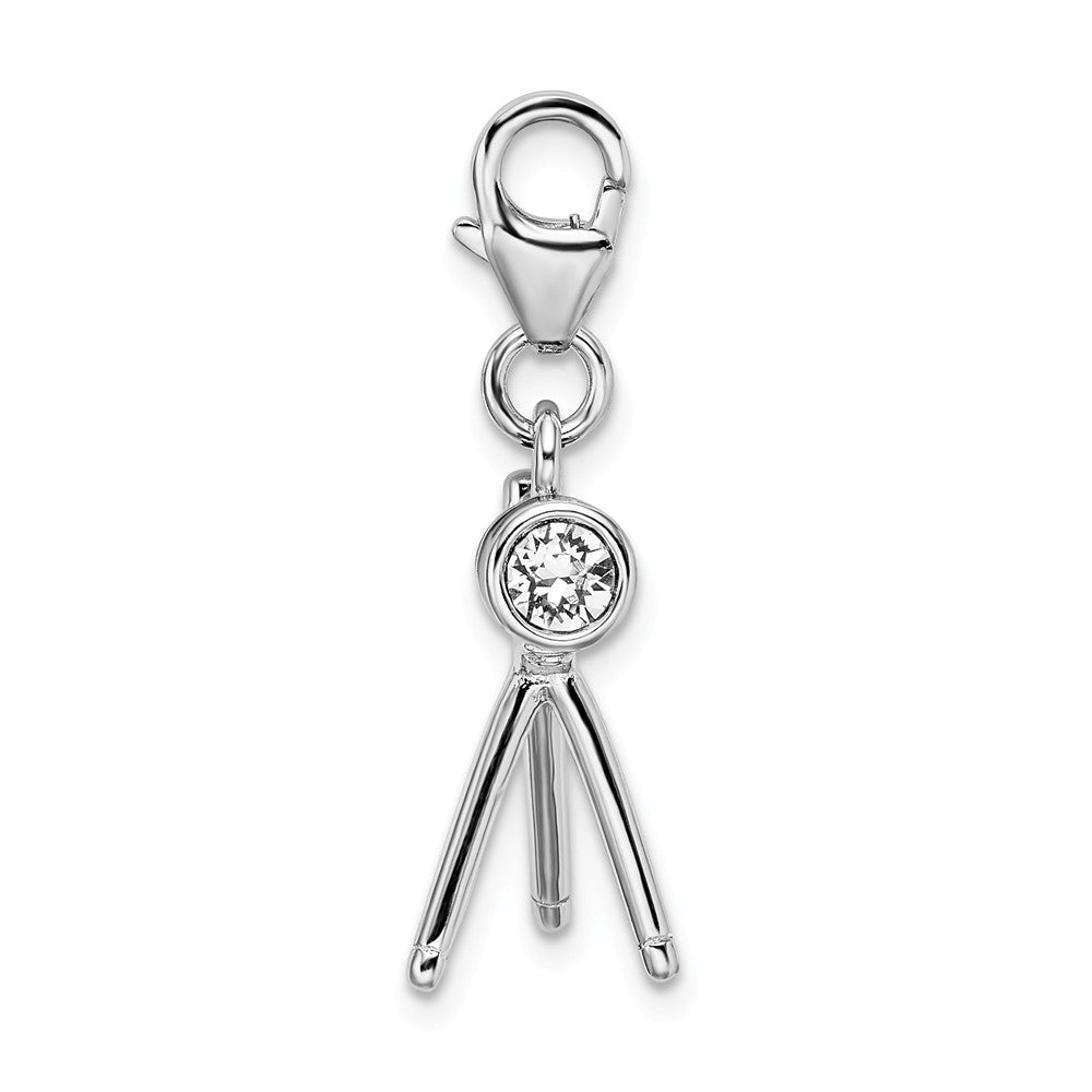 Million Charms 925 Sterling Silver With Rhodium-Plated 3-D Enameled Telescope With Lobster Clasp Charm
