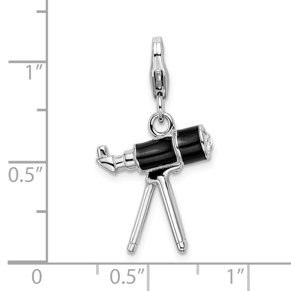 Million Charms 925 Sterling Silver With Rhodium-Plated 3-D Enameled Telescope With Lobster Clasp Charm