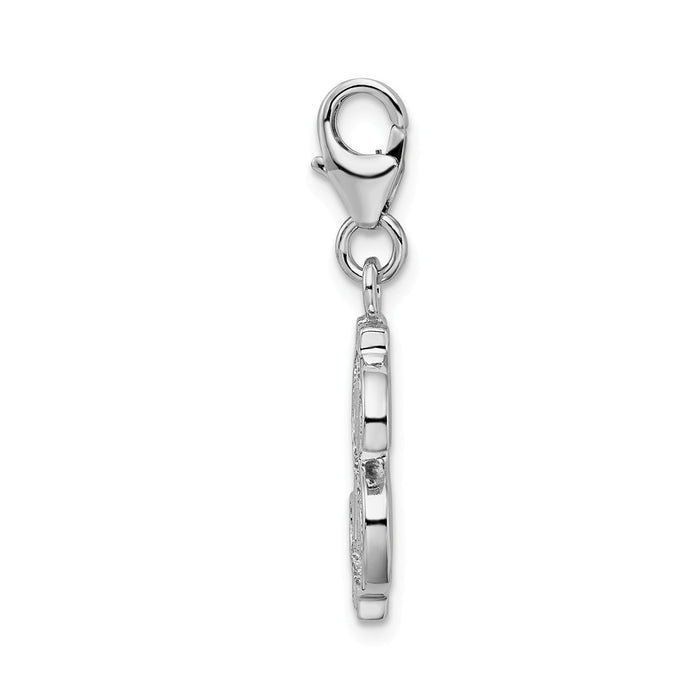 Million Charms 925 Sterling Silver With Rhodium-Plated Swarovski Crystals Dollar Sign With Lobster Clasp Charm