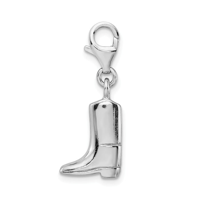 Million Charms 925 Sterling Silver With Rhodium-Plated Click-On Polished Boot Charm