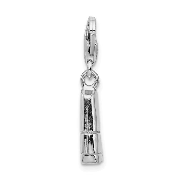 Million Charms 925 Sterling Silver With Rhodium-Plated Click-On Polished Boot Charm