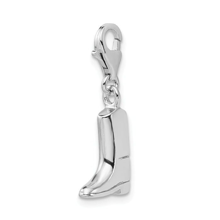 Million Charms 925 Sterling Silver With Rhodium-Plated Click-On Polished Boot Charm