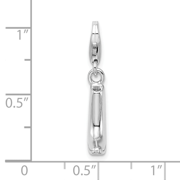 Million Charms 925 Sterling Silver With Rhodium-Plated Click-On Polished Boot Charm