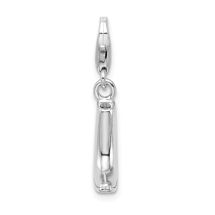 Million Charms 925 Sterling Silver With Rhodium-Plated Click-On Polished Boot Charm