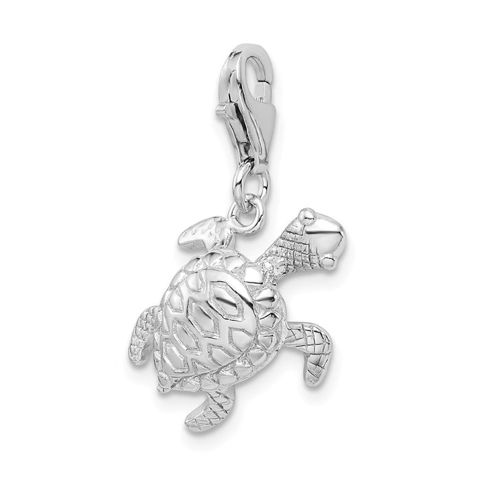 Million Charms 925 Sterling Silver Click-On Antiqued Turtle Charm