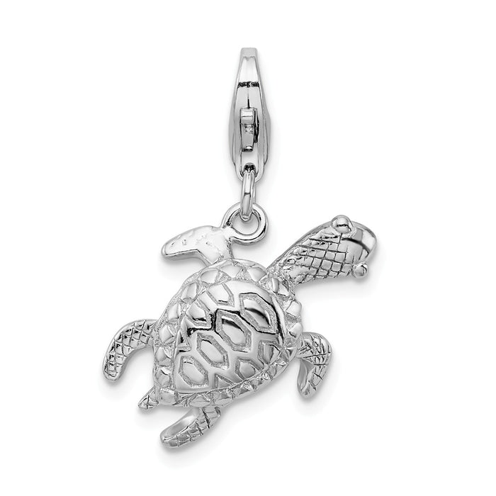Million Charms 925 Sterling Silver Click-On Antiqued Turtle Charm